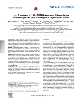 (LXRÎ±/NR1H3) Regulates Differentiation of Hepatocyte-Like