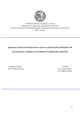 Applicative, Biological and Olfactometer Responses of Hymenoptera Bethylidae With