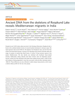 Ancient DNA from the Skeletons of Roopkund Lake Reveals Mediterranean Migrants in India