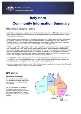 Community Information Summary Historical Background