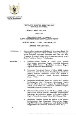 Peraturan Menteri Perhubungan Republik Indonesia