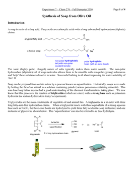 Synthesis of Soap from Olive Oil