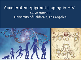 Accelerated Epigenetic Aging in HIV Steve Horvath University of California, Los Angeles DNA Methylation: Epigenetic Modification of DNA