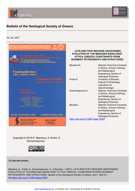 Bulletin of the Geological Society of Greece