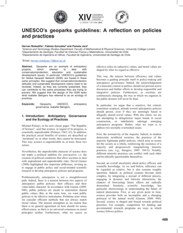 UNESCO's Geoparks Guidelines: a Reflection on Policies and Practices