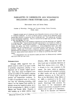 Pargasites in Lherzolite and Websterite Inclusions from Itinome-Gata, Japan