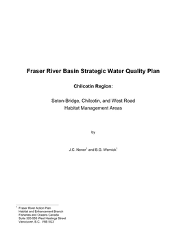 Fraser River Basin Strategic Water Quality Plan