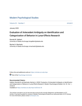 Evaluation of Antecedent Ambiguity on Identification and Categorization of Behavior in Lunar-Effects Research