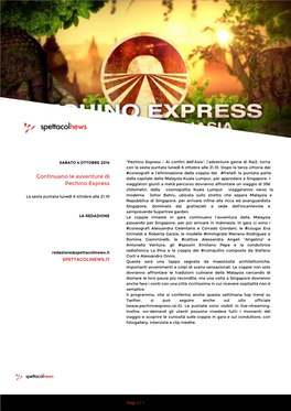 Continuano Le Avventure Di Pechino Express