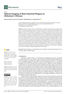 Optical Imaging of Beta-Amyloid Plaques in Alzheimer's Disease