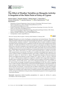 The Effect of Weather Variables on Mosquito Activity