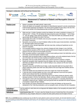 Assessment & Treatment of Diabetic and Neuropathic Ulcers in Adults