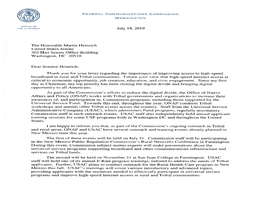 July 19, 2019 the Honorable Martin Heinrich United States Senate 303 Hart Senate Office Building Washington, DC 20510 Dear Senat