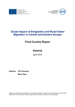 Social Impact of Emigration and Rural-Urban Migration in Central and Eastern Europe