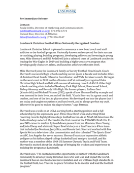 Paula Dobbs, Director of Marketing and Communications Pdobbs@Landmark-Cs.Org | 770-692-6773 Durand Rice, Director of Athletics Drice@Landmark-Cs.Org | 770-306-0647