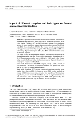 Impact of Different Compilers and Build Types on Geant4 Simulation Execution Time