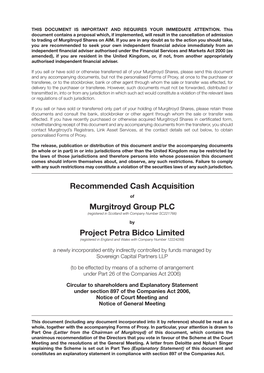Recommended Cash Acquisition Murgitroyd Group PLC Project Petra