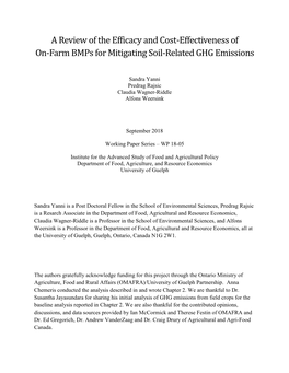 A Review of the Efficacy and Cost-Effectiveness of On-Farm Bmps for Mitigating Soil-Related GHG Emissions