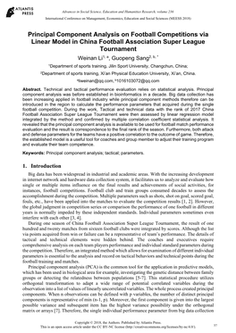 Principal Component Analysis on Football Competitions Via Linear