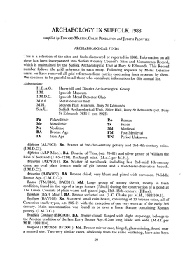 Archaeology in Suffolk 1988 E. A. Martin, C