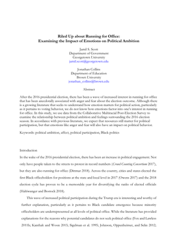 Riled up About Running for Office: Examining the Impact of Emotions on Political Ambition