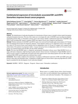 Combinatorial Expression of Microtubule-Associated EB1 and ATIP3 Biomarkers Improves Breast Cancer Prognosis