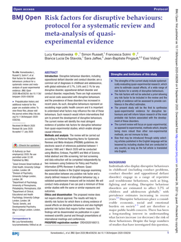 Protocol for a Systematic Review and Meta- Analysis of Quasi