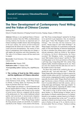 The New Development of Contemporary Food Writing and The