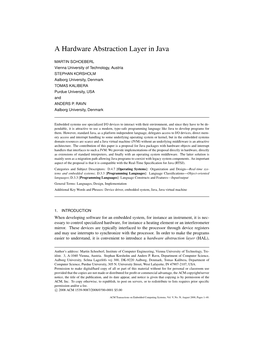 A Hardware Abstraction Layer in Java