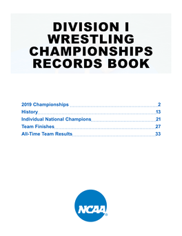 Division I Wrestling Championships Records Book