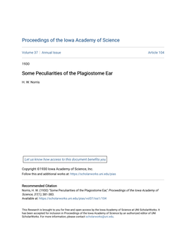 Some Peculiarities of the Plagiostome Ear