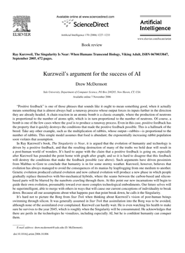 Kurzweil's Argument for the Success of AI