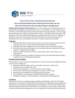 Lateral Knee Pain: Iliotibial Band Syndrome