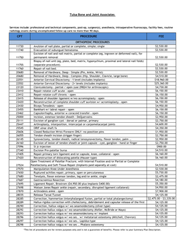 Tulsa Bone and Joint Associates CPT PROCEDURE
