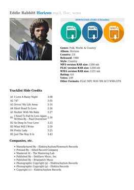 Eddie Rabbitt Horizon Mp3, Flac, Wma