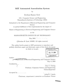 MIT Automated Auscultation System By
