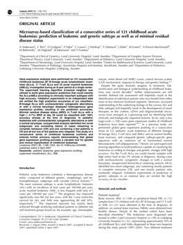 Microarray-Based Classification of a Consecutive Series of 121 Childhood