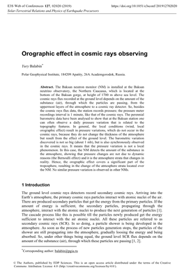 Orographic Effect in Cosmic Rays Observing