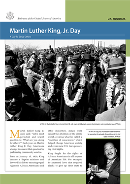 Martin Luther King, Jr. Day a Day to Serve Others