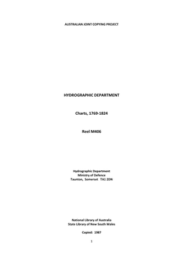 HYDROGRAPHIC DEPARTMENT Charts, 1769-1824 Reel M406