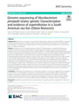 Genome Sequencing of Mycobacterium Pinnipedii Strains