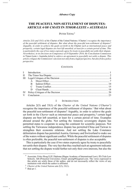 ARTICLE 4 of CMATS in TIMOR-LESTE V AUSTRALIA Article 4 of CMATS in Timor-Leste V Australia PETER TZENG*