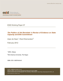 ESID Working Paper 07 the Politics of Aid Revisited