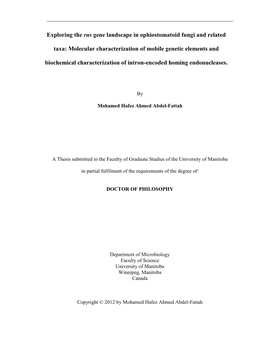 Exploring the Rns Gene Landscape in Ophiostomatoid Fungi and Related