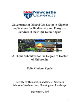 Governance of Oil and Gas Sector in Nigeria: Implications for Biodiversity and Ecosystem Services in the Niger Delta Region