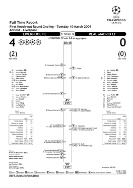 Full Time Report LIVERPOOL FC REAL MADRID CF