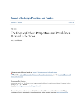 The Ebonics Debate: Perspectives and Possibilities: Personal Reflections 46