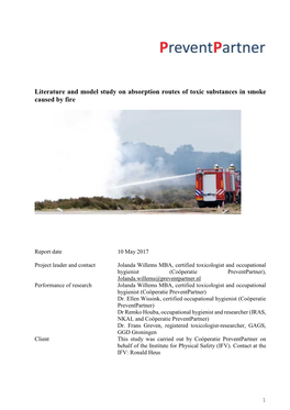 Literature and Model Study on Absorption Routes of Toxic Substances in Smoke Caused by Fire