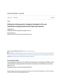 Shifting the Anthropocentric Paradigms Embedded in Film and Classification (Ratings) Systems That Impact Apex Species