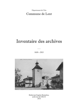 Inventaire Des Archives